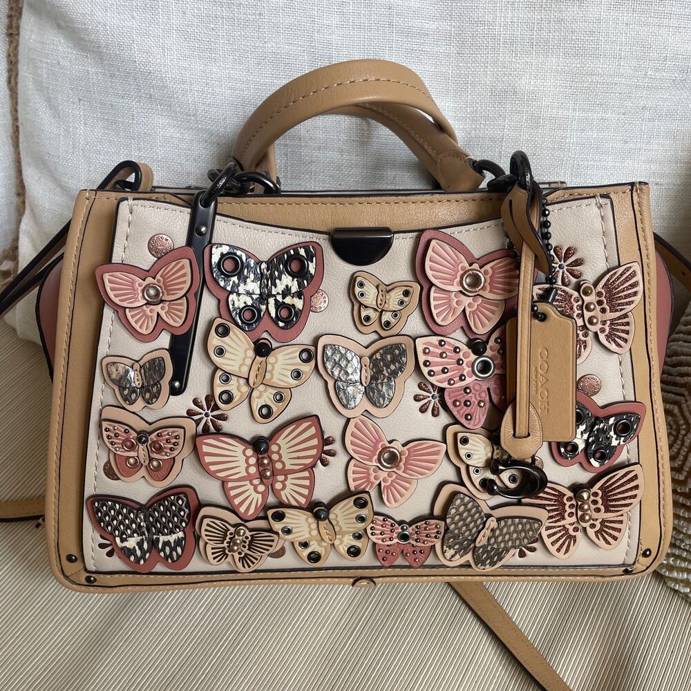 Rare Coach Dreamer Butterfly Appliqué Satchel 69553 | Snakeskin Collectible - Picture 3 of 14